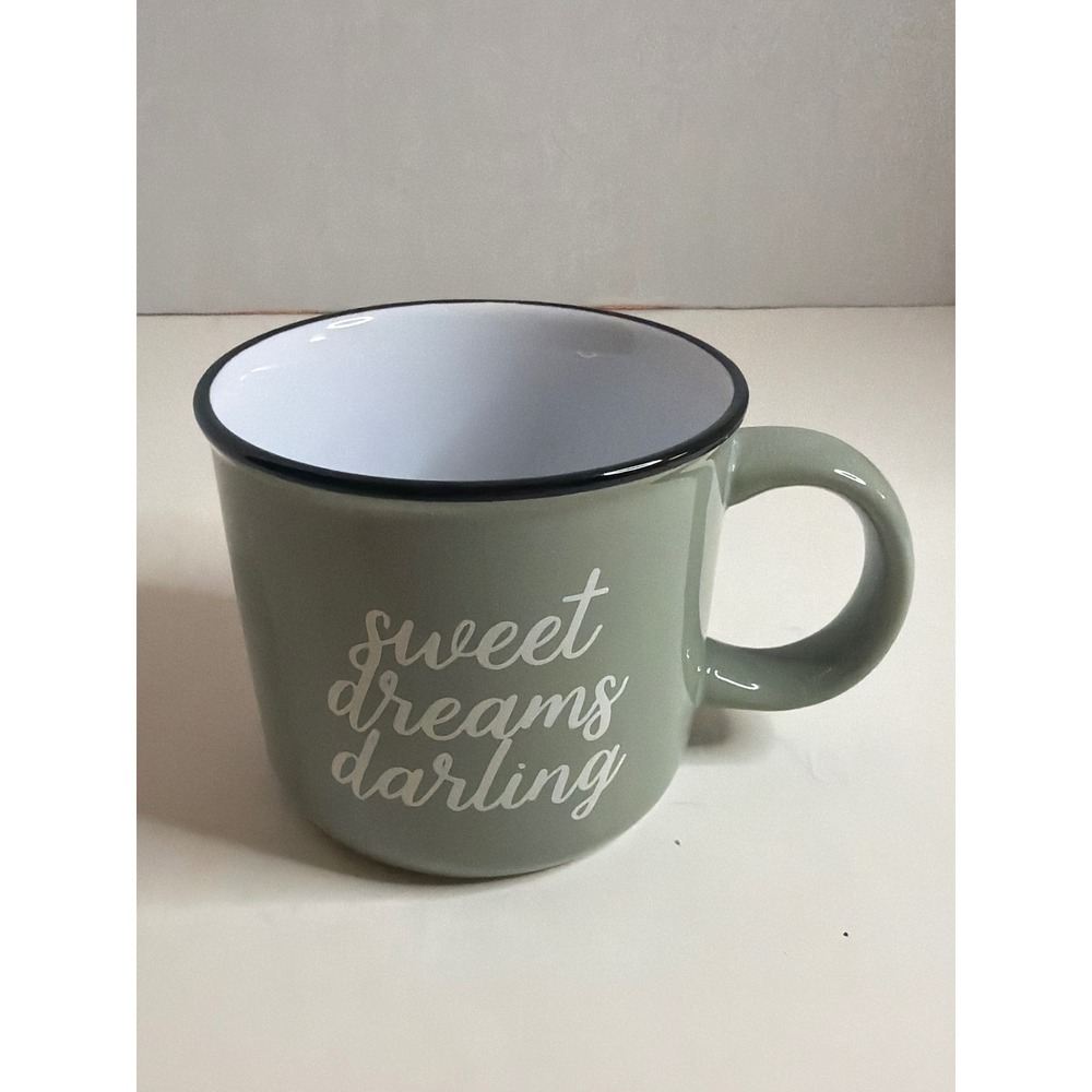 Threshold Stoneware Mug Sage Green Sweet Dreams Darling Black Rim Coffee Cup